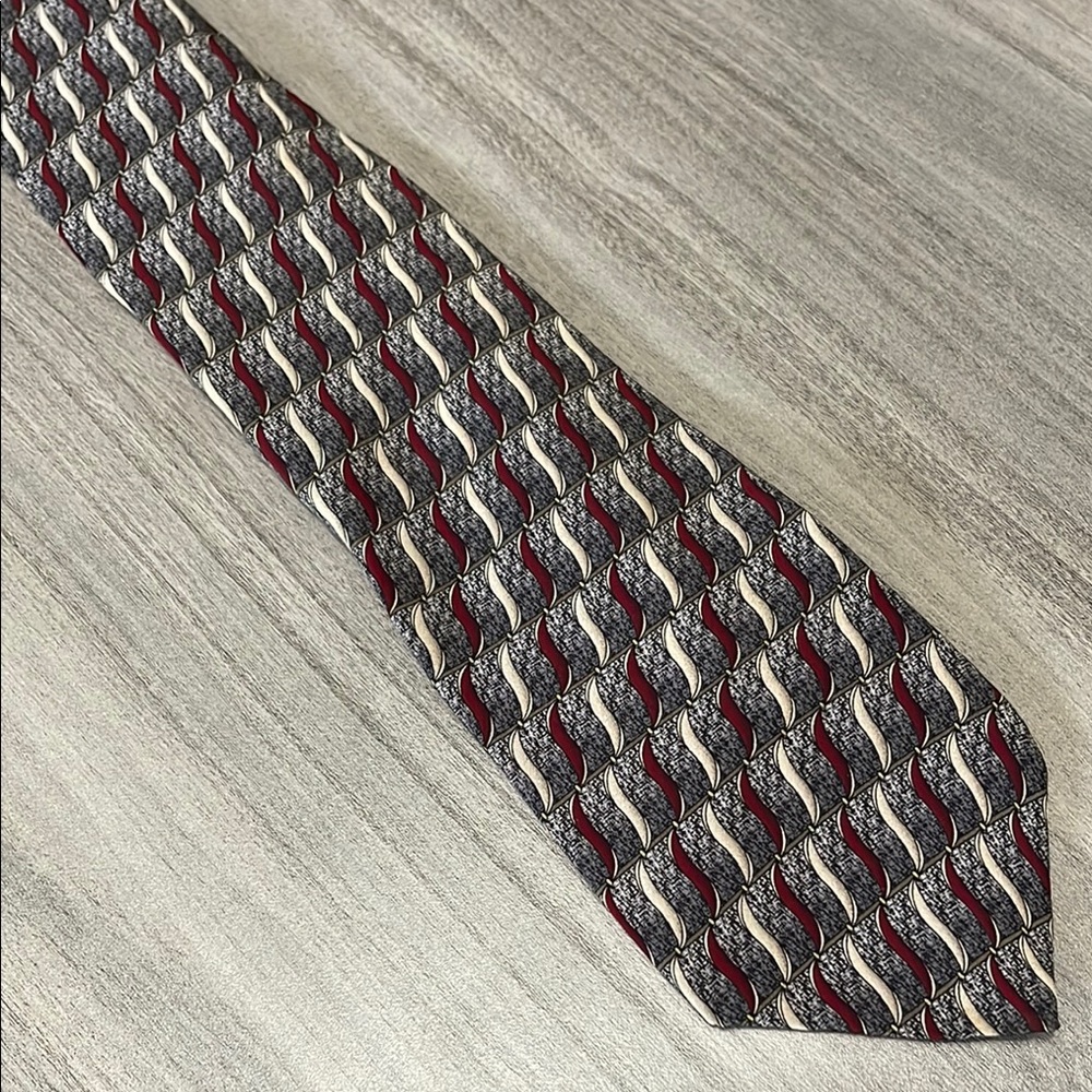 🔥 SALE Efenzo Felini Roma - Paris 100% Silk Necktie Men’s tie gray, maroon red